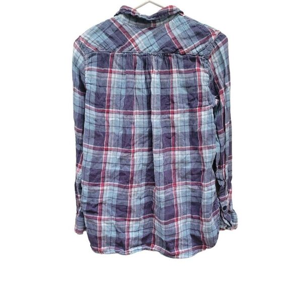 Denim & Supply Ralph Lauren Button Down Shirt Womens Small Blue Plaid Top - Picture 3 of 8